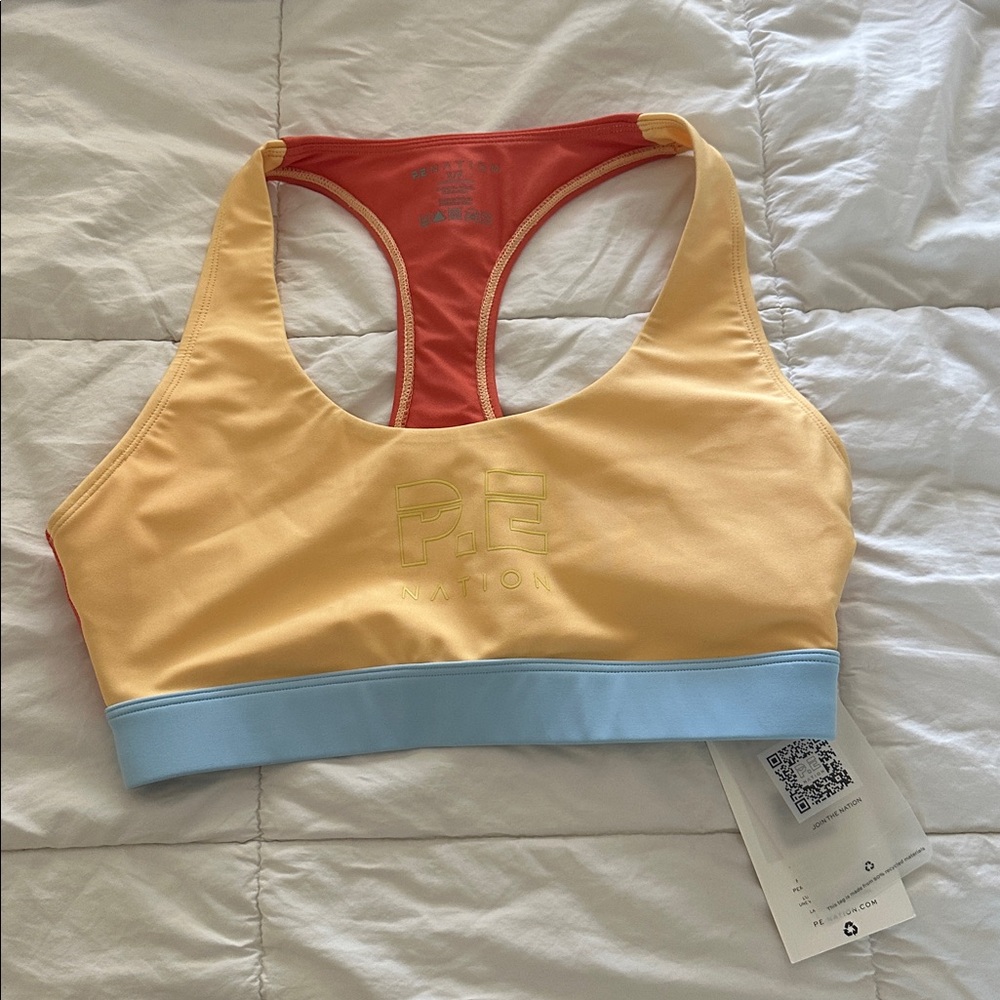 P.E Nation Vibrant Yellow and Blue Sports Bra